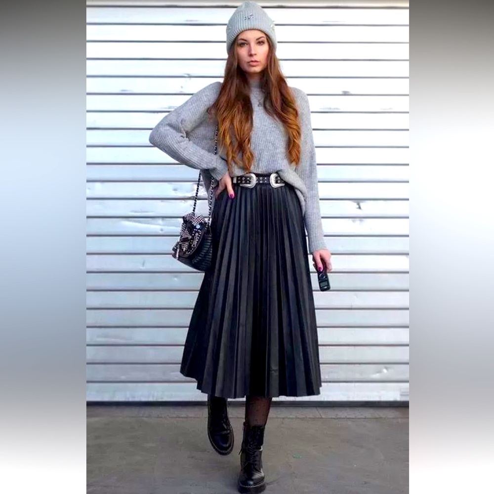 NEW LOOK black pleated midi skirt size 2 petite - Picture 4 of 7